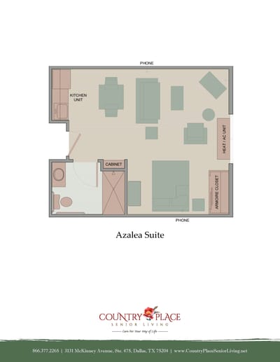Architectural floor plan of the Azalea Suite