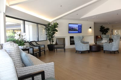 Comfortable common area with seating and plants