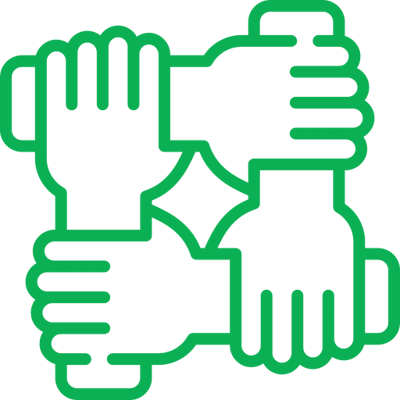 Graphic of intertwined hands symbolizing unity