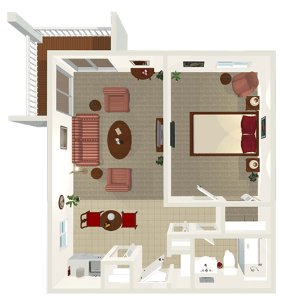 Architectural floor plan of a living unit