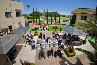 Residents participating in an outdoor activity event