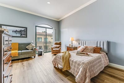 Bright interior of a resident room with natural light
