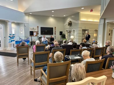 Residents gathered for an activity in the common area