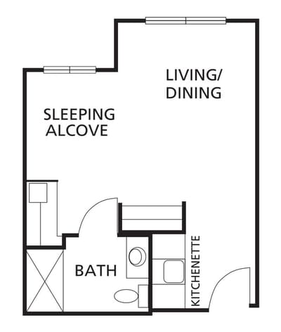 Basic architectural floor plan of a unit layout