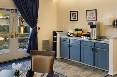 Coffee station in a common area of the facility