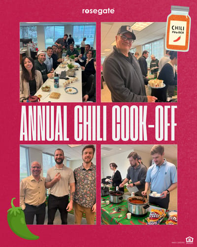 Residents and staff enjoying a chili cook-off event