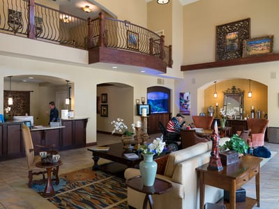 Interior lobby area with seating and decor