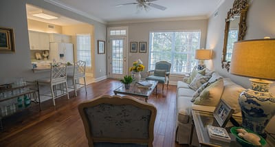Bright and spacious common area with comfortable seating
