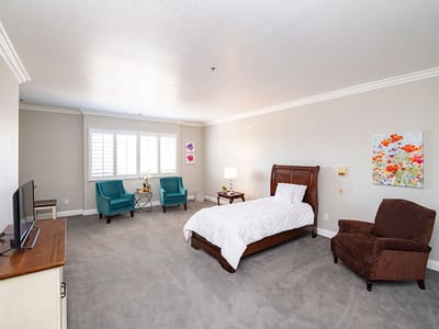 Bright and spacious private resident room with furniture