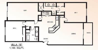 Architectural floor plan of a residential unit