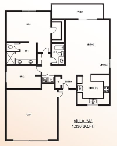 Architectural floor plan of Villa A layout