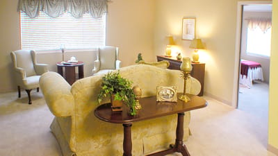 Cozy living area with seating and decor