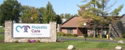 Majestic Care of Bedford, Nursing Home in Bedford, IN — Signage for Majestic Care of Bedford facility entrance