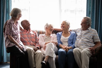 Parkside Manor I LLC, nursing home in Cynthiana, KY — Seniors enjoying conversation on a cozy sofa