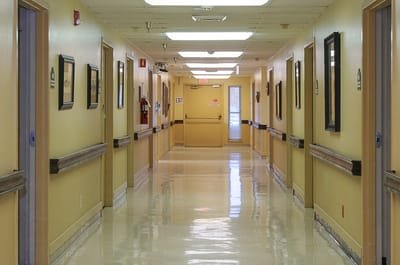 A clean hallway in a senior living facility