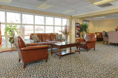 Comfortable seating area in a facility lounge