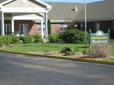 Woodmont Health Campus, Nursing Home in Boonville, IN — Entrance and landscaping of Woodmont Health Campus