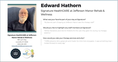 Resident sharing experiences at Signature Healthcare