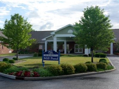 Exterior view of Mill Pond with landscaped garden