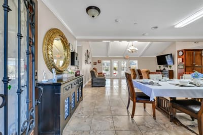 Interior dining area with elegant table setting