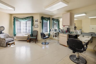 Interior view of a hair salon within the facility