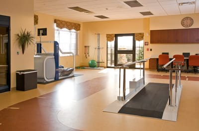 Interior view of a therapy room with equipment
