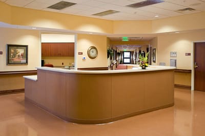 Common area with a reception desk in the facility