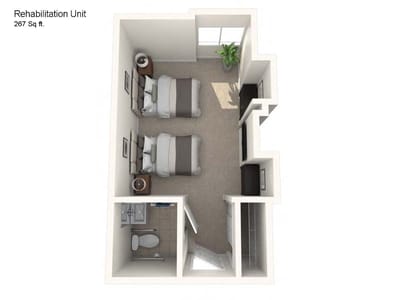 Floor plan of a rehabilitation unit