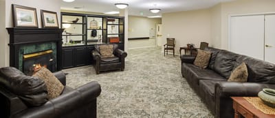 Comfortable common area with seating and decor