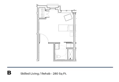 Floor plan of a skilled living space.