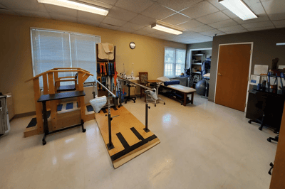 Interior of a therapy room with equipment