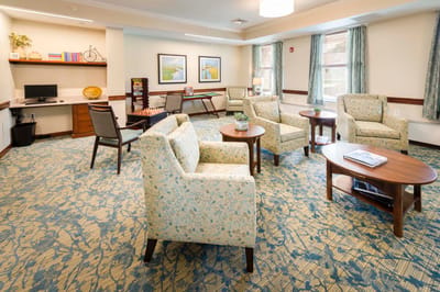 Bright common area with comfortable seating