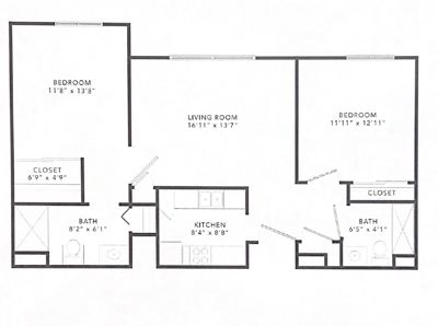 Architectural floor plan of residential units