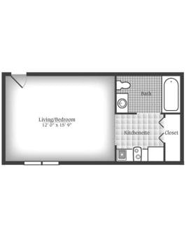 Architectural floor plan of a resident unit
