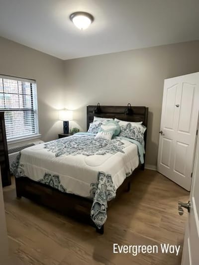 Private resident room with a bed and decor