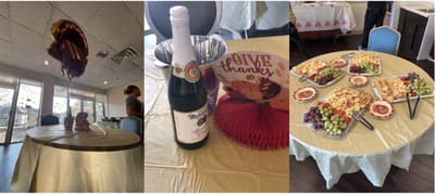 Thanksgiving decoration and food spread on a table