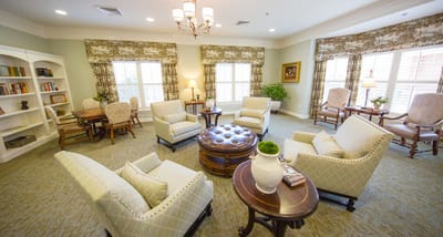 A cozy lounge area with comfortable seating