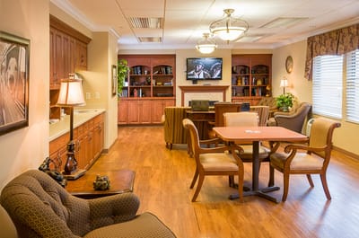 Cozy common area with seating and a television