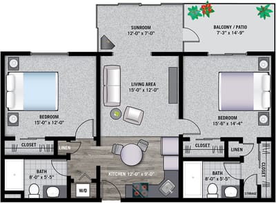 Architectural floor plan of a residential unit