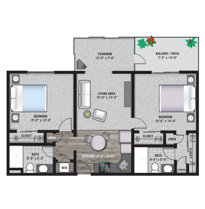 Architectural floor plan of a resident unit