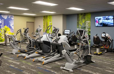 Fitness equipment in a modern exercise room
