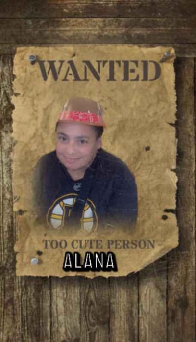 A humorous wanted poster featuring a person