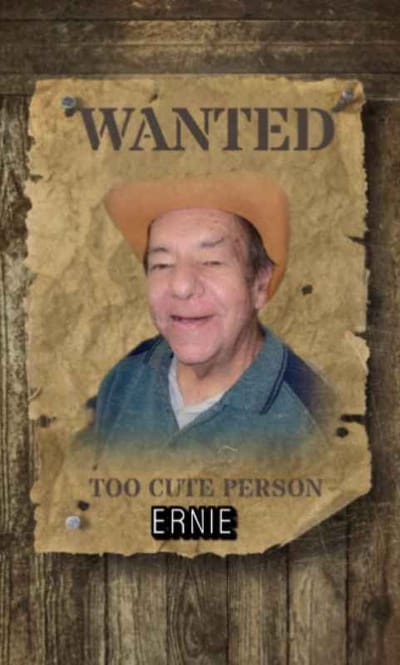 A humorous 'wanted' poster of a resident named Ernie