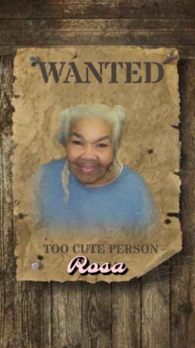 A humorous 'wanted' poster featuring a resident named Rosa