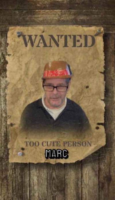 Wanted poster featuring a person in humorous attire