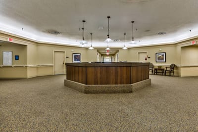 Interior view of a nursing facility lobby area