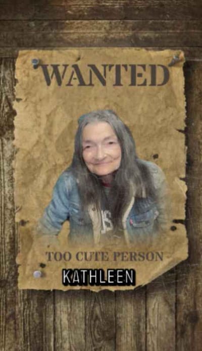 Portrait of a woman in a playful 'wanted' poster style