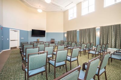 Interior view of a common area with chairs arranged