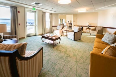 Bright lounge area with comfortable seating