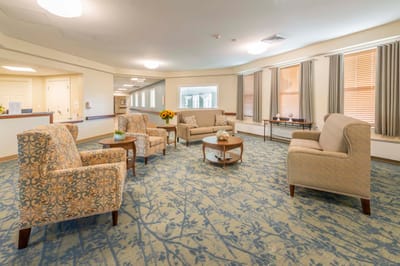 Common area with seating in a bright interior